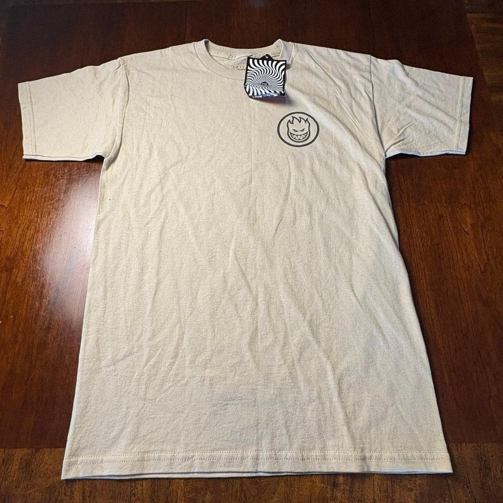 Spitfire Wheels The End Spiral Graphic T Shirt Natural Beige Size S Skate